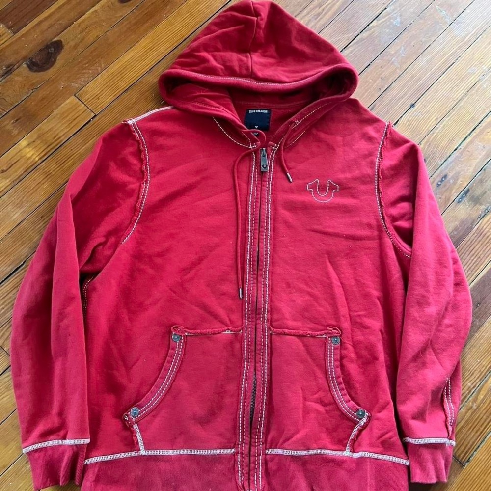 Y2K 2000s True Religion zip up hoodie size 2XL